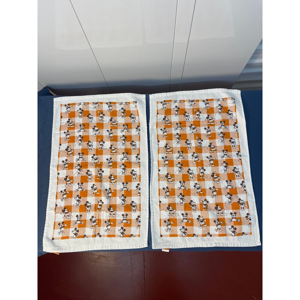 Disney Mickey Mouse Hand Dish Towels Set of 2 Orange and White‎